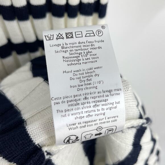 Sezane | Katrina Dress Knit Ribbed Ecru Navy Cream Striped Knit Sweater Dress XL - Picture 12 of 12